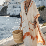 Larisa – Kaftan obleka v ocre barvi Naxos