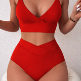 Anișoara – Set bikini z visokim pasom V-Wrap