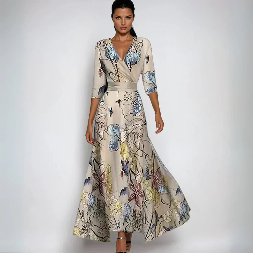 Elvira – Elegantna Obleka z V-Izrezom