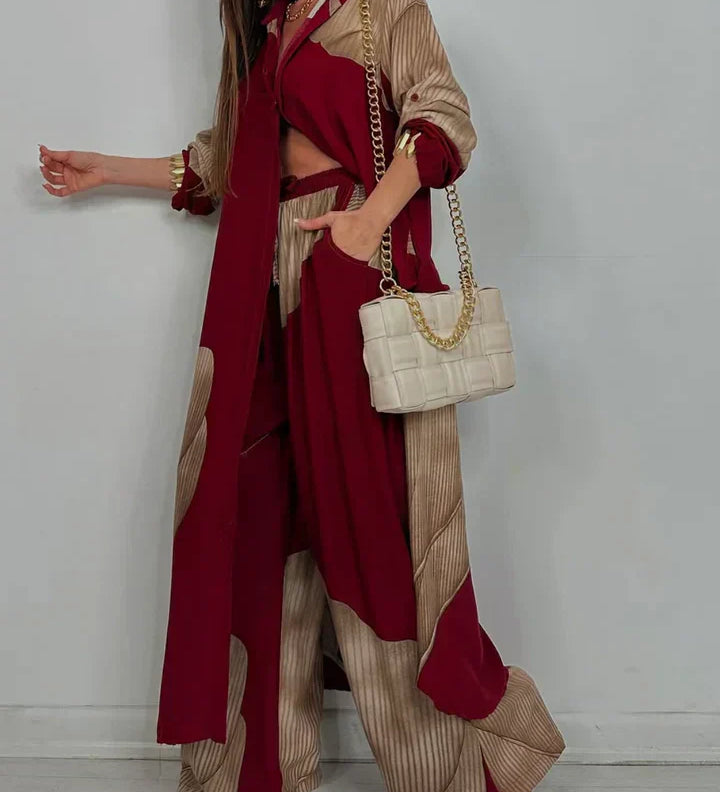 Ileana – Chic Poletni Komplet z Patchwork Tiskom