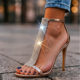 Natalia – Sandali s peto in trakcem s kristali