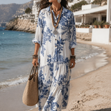 Ilinca – Maxi cvetlična obleka z volančki