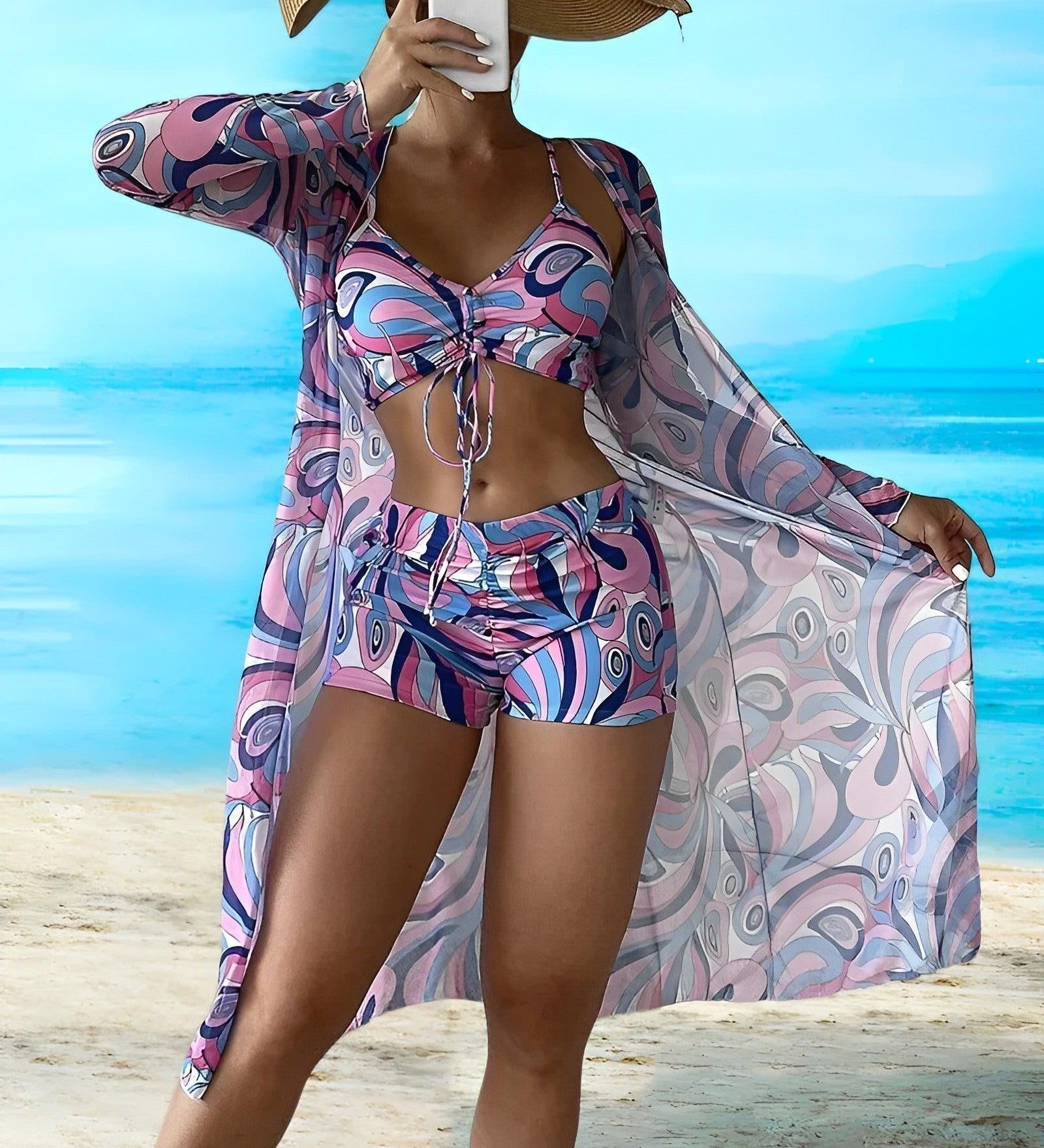 Denisa – Set bikini 3 kosi z spiralnim vzorcem