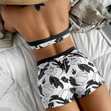 Emilia – Set Bikinija s Halter Topom in Hlačkami z Visokim Pasom