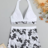 Emilia – Set Bikini s Halter Topom in Hlačkami z Visokim Pasom