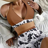 Emilia – Set Bikini s Halter Topom in Hlačkami z Visokim Pasom