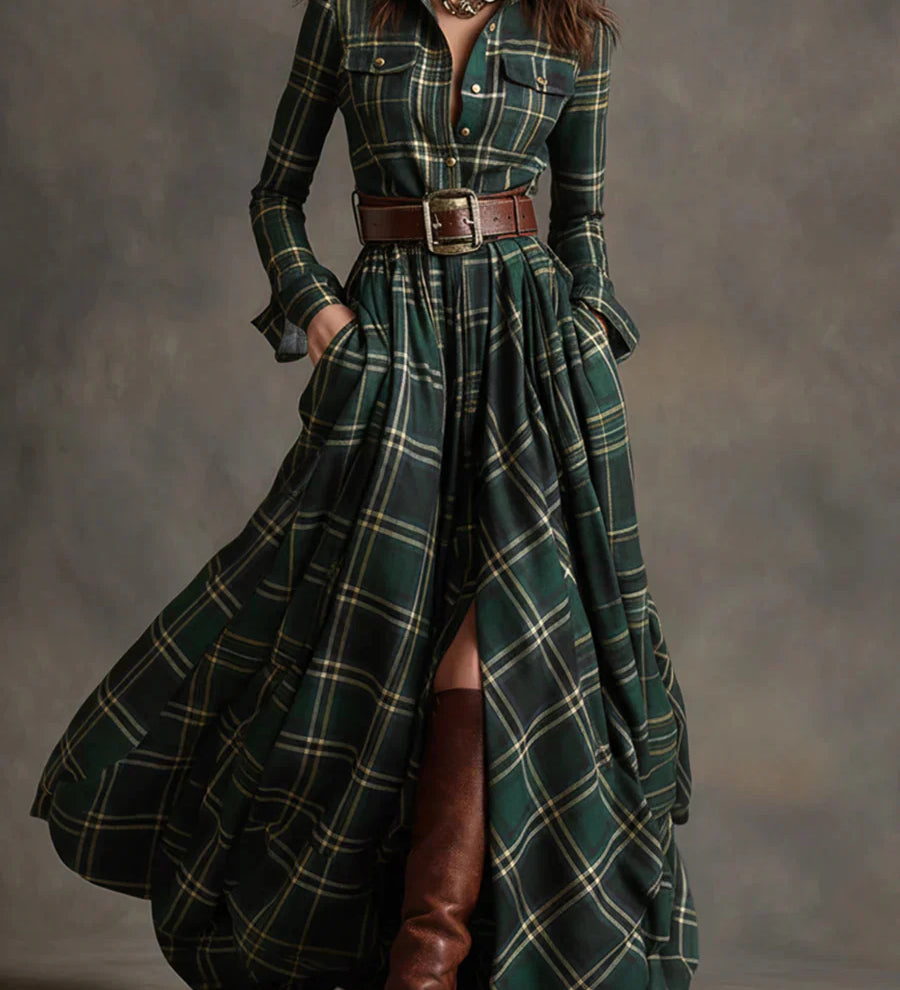 Sara – Maxi obleka s retro karirami