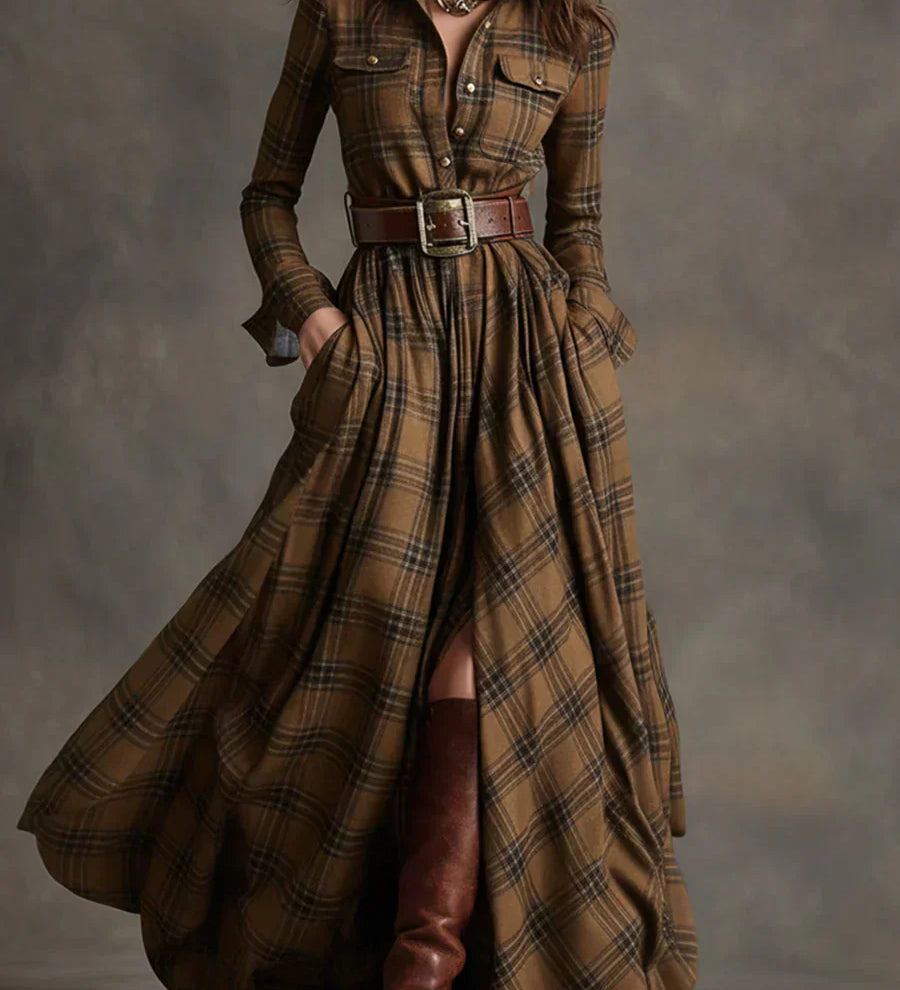 Sara – Maxi obleka s retro karirami