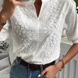 Laurine - Elegantna Vezenina Casual Majica