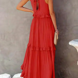 Sorina – Maxi obleka z naramnicami in volančki