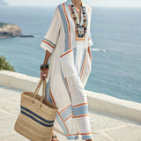 Narcisa – Kaftan obleka modre barve in jantar