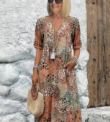 Loredana – Obleka s Cvetličnim Motivom