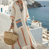 Cristina – Obleka Caftan v oranžni in modri barvi