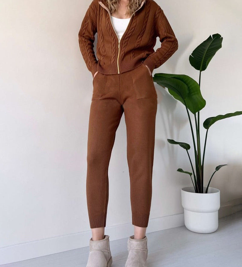 Ania - Dvodelni casual komplet s zavitimi jacquard vzorci