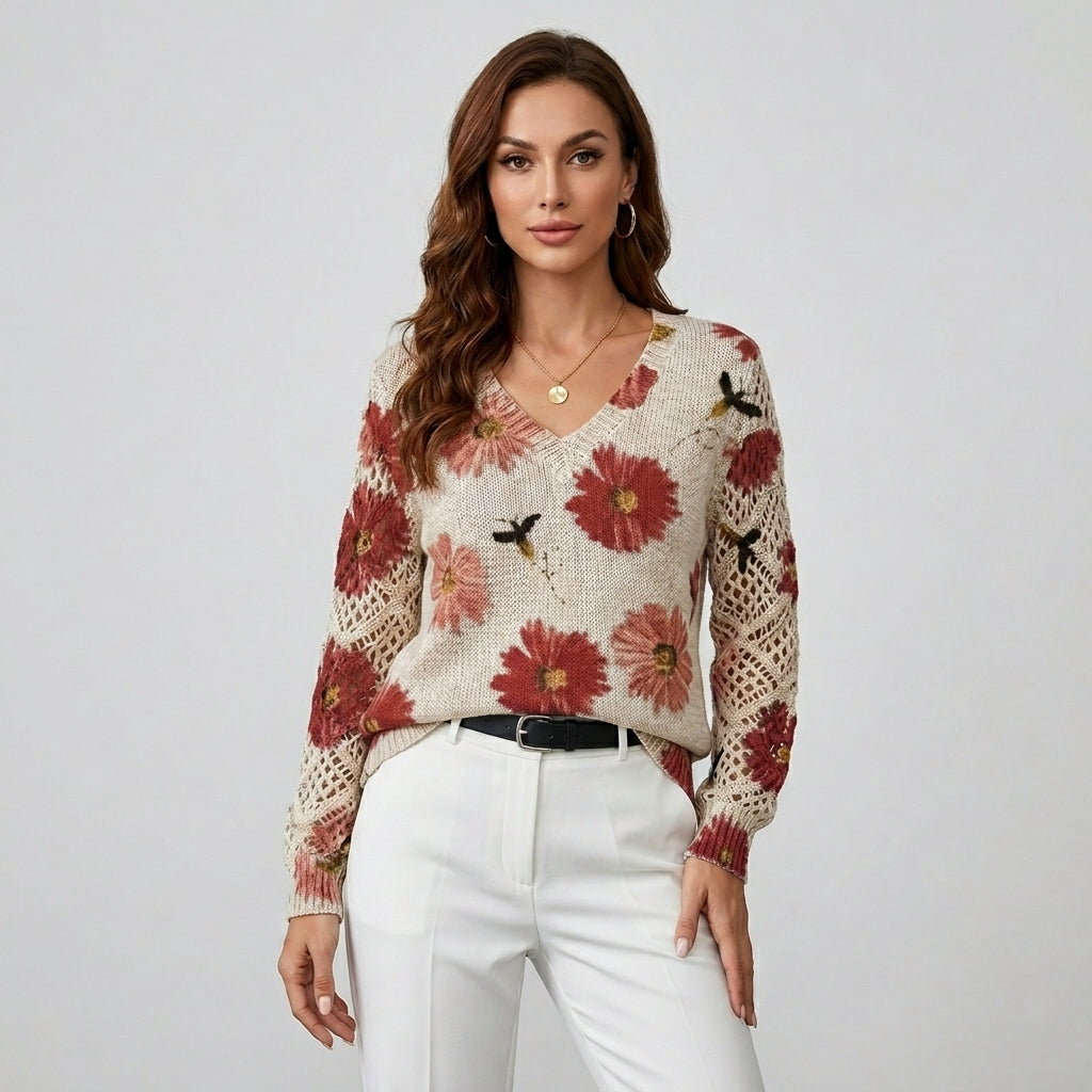 Nia - Cvečni Elegantni Pulover